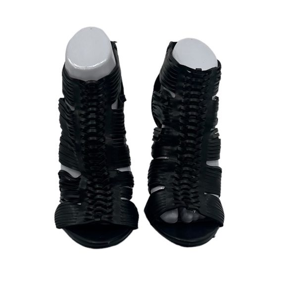 BCBGeneration Cerinah Black Caged Ankle Almond Toe Heels Size 7 Women's - Picture 3 of 9